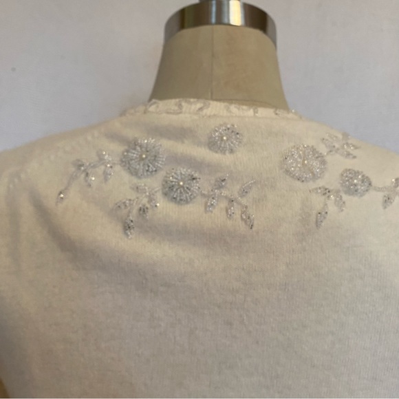 Vintage lined lambswool Sm cream cardigan. - Picture 5 of 12